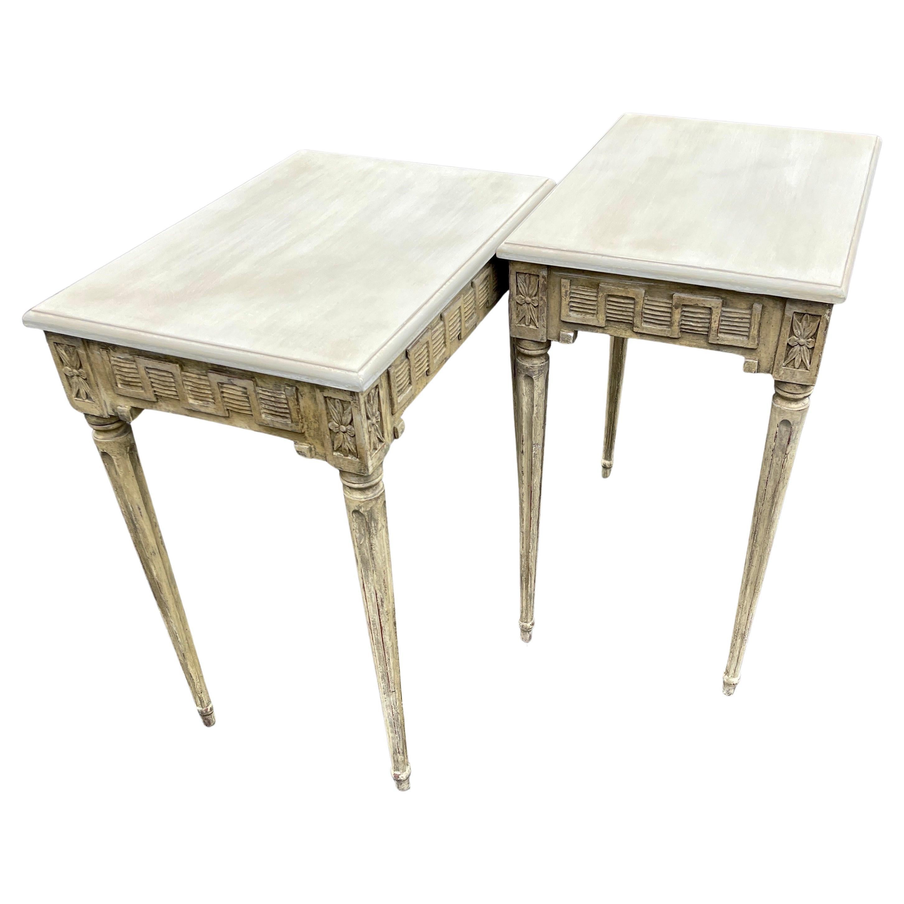 Pair of 19th Century Swedish Gustavian Painted Console Tables 4