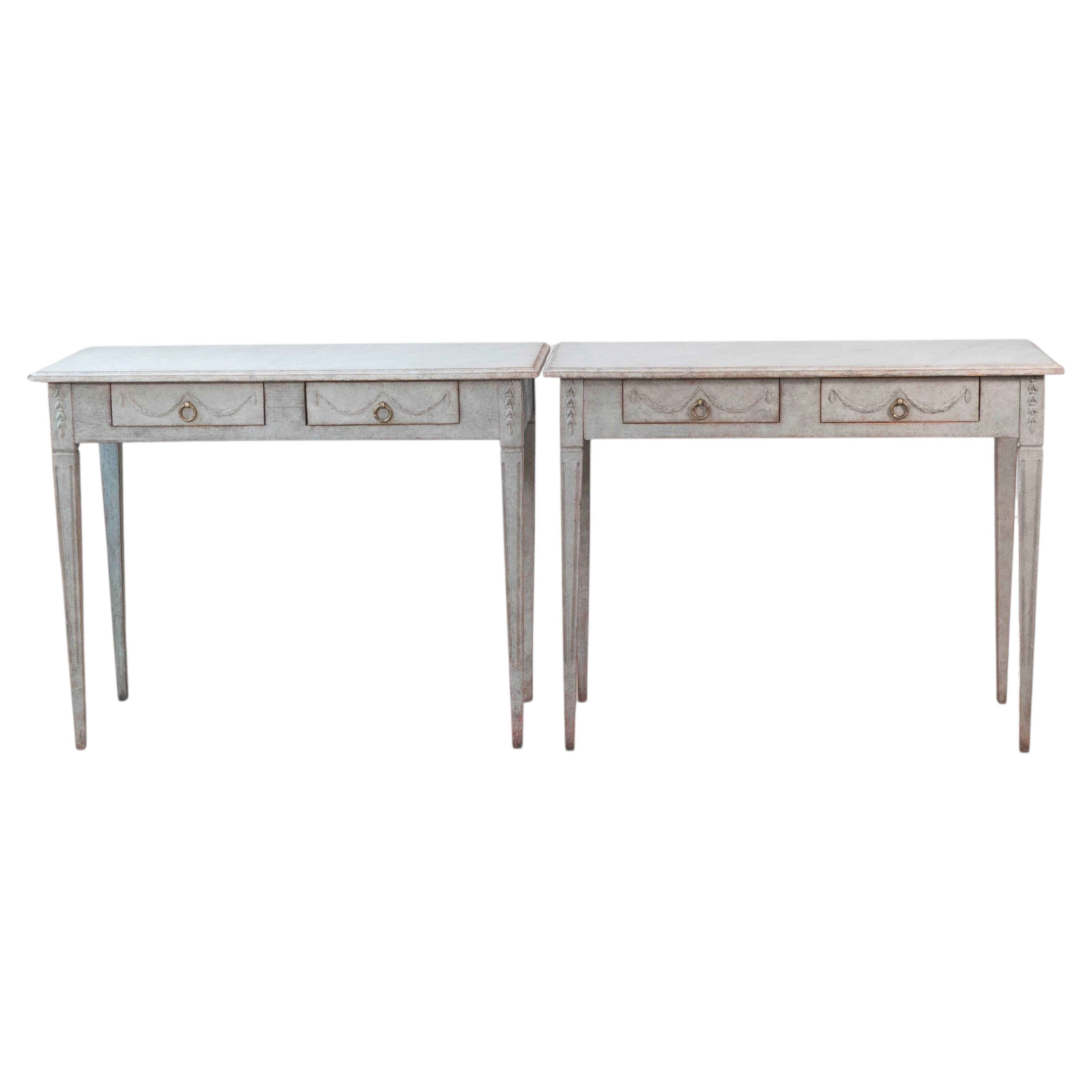 Pair of 19th Century Swedish Gustavian Painted Console Tables