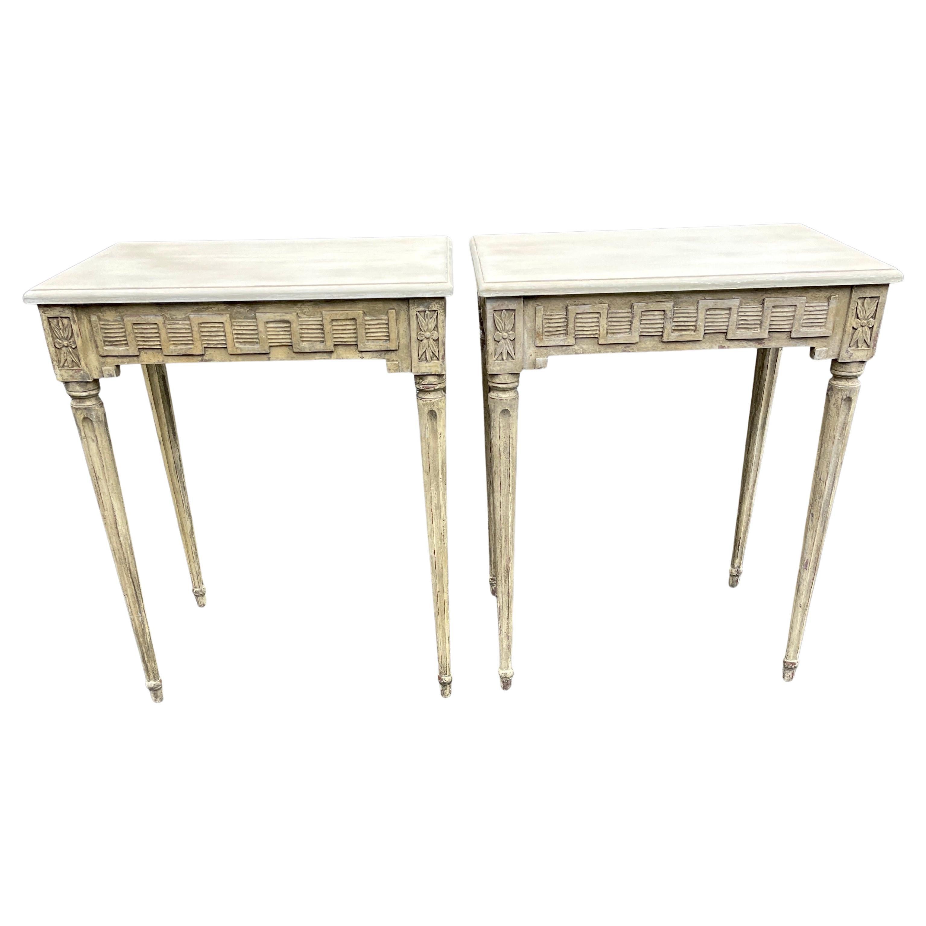 Pair of 19th Century Swedish Gustavian Painted Console Tables