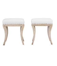 Paar schwedische Fußschemel aus der Gustavianischen Periode des 19.