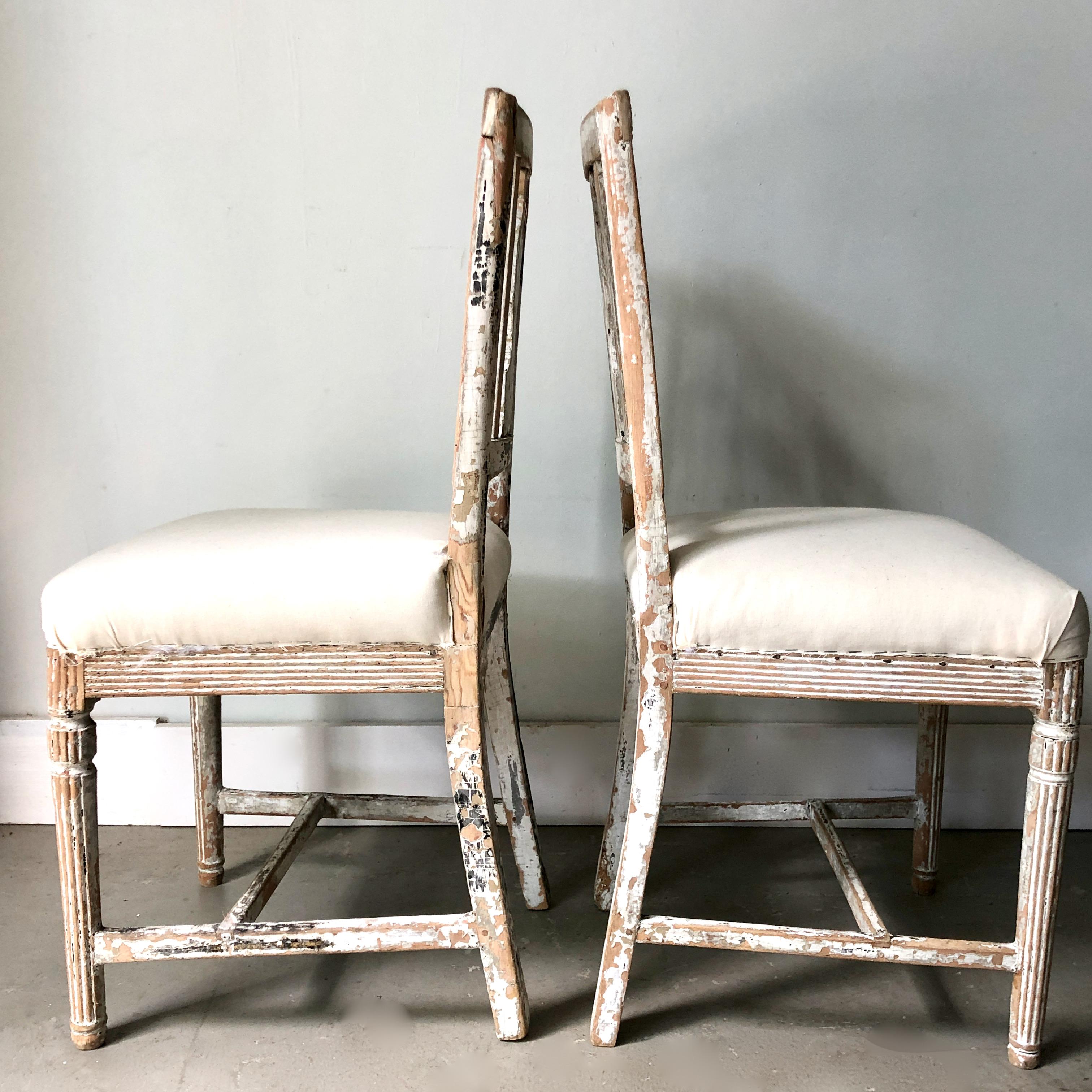 Wood Pair of 19th Century Swedish Gustavian Period Side Chairs