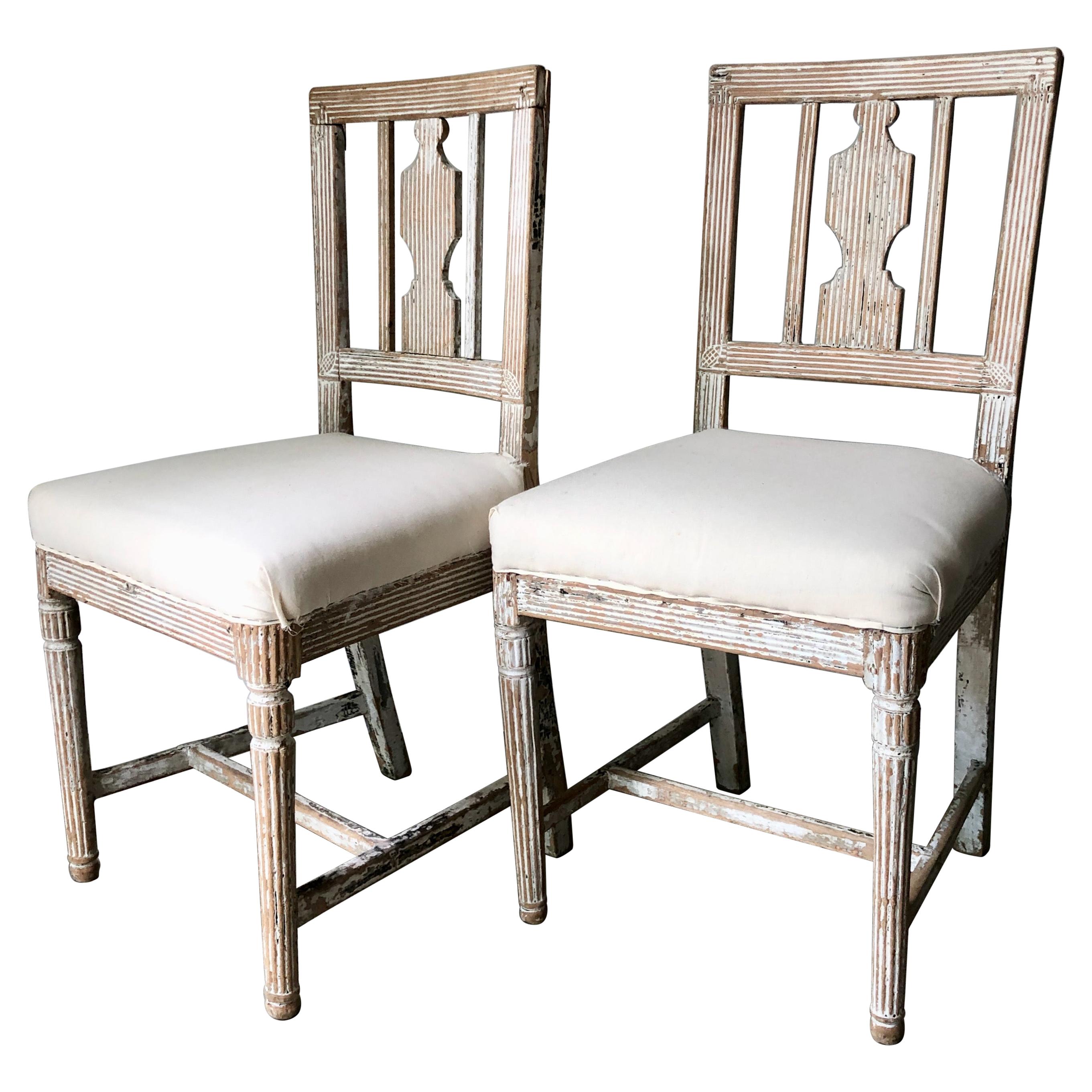 Pair of 19th Century Swedish Gustavian Period Side Chairs