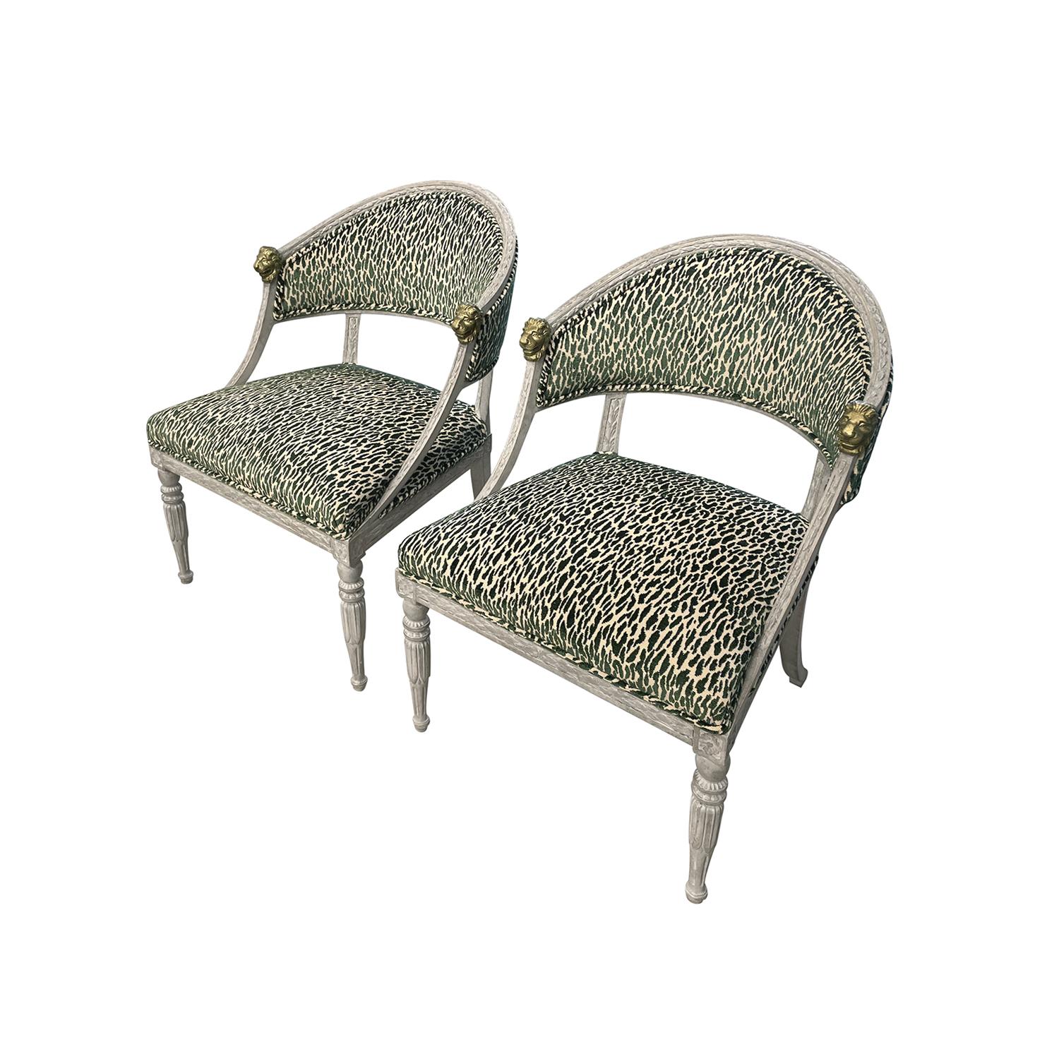 Hand-Painted Pair of 19th Century Swedish Gustavian Side Chairs Attributed to Ephraim Ståhl For Sale