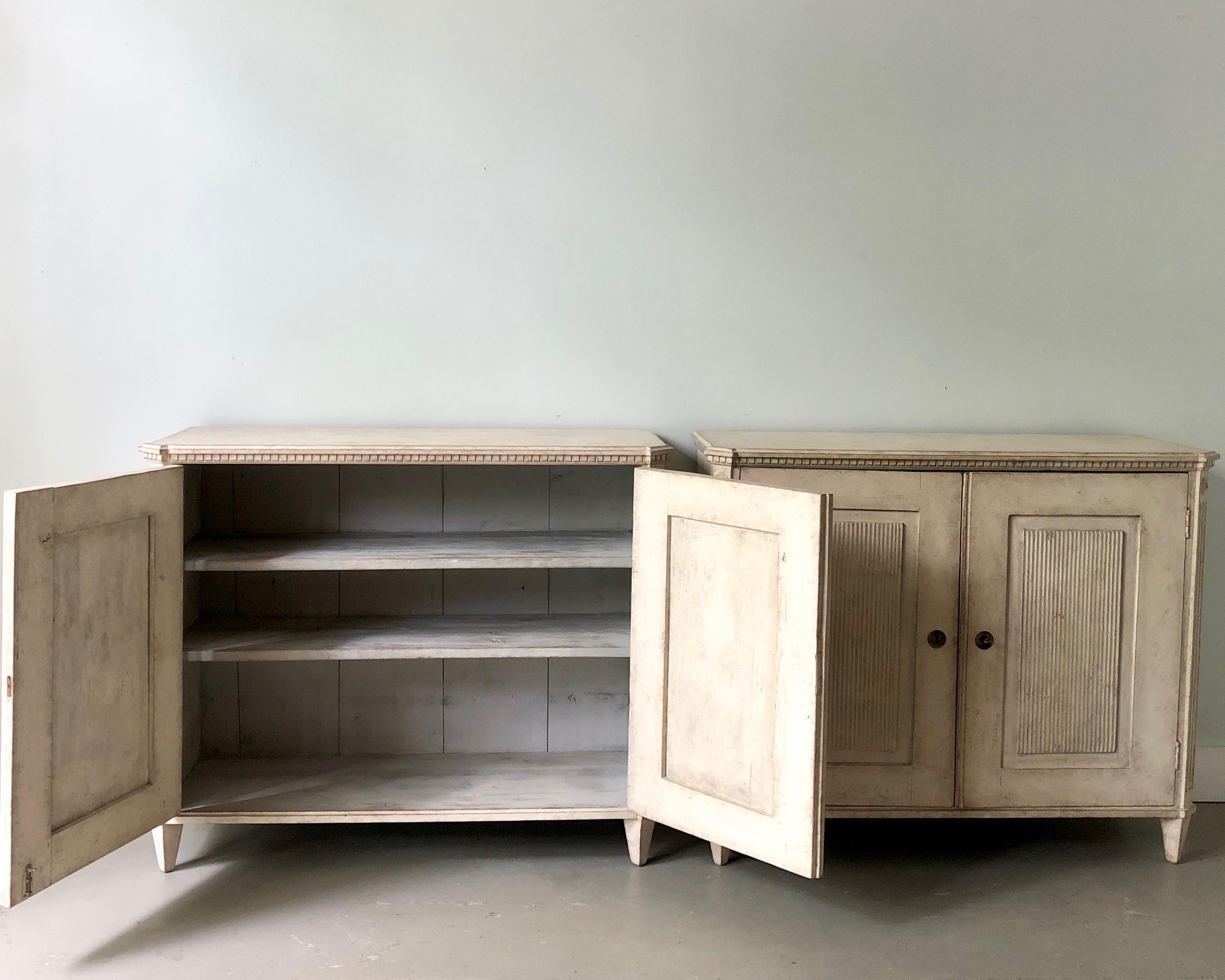 Hand-Carved Pair of 19th Century Swedish Gustavian Sideboards