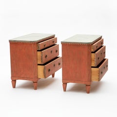 Pair of 19th Century Swedish Gustavian Style Chests in Coral Red