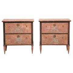Pair of 19th Century Swedish Gustavian Style Hand-Painted Wood Chests
