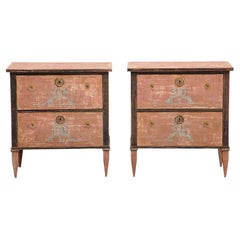 Antique Pair of 19th Century Swedish Gustavian Style Hand-Painted Wood Chests