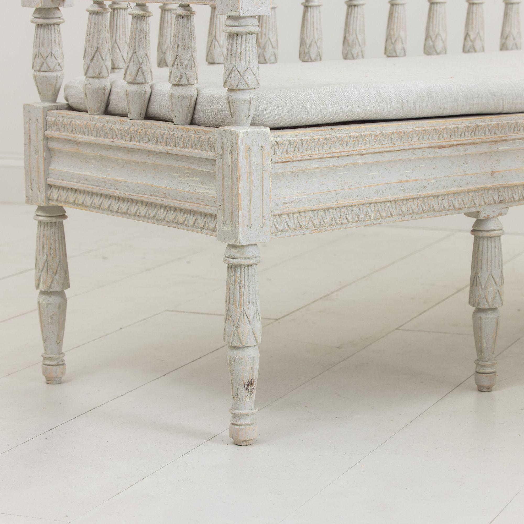 Pair of 19th Century, Swedish Gustavian Style Painted Sofa Benches For Sale 3