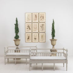 Pair of 19th Century, Swedish Gustavian Style Painted Sofa Benches
