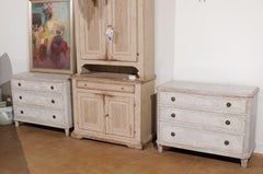 Pair of 19th Century Swedish Gustavian Style Painted Three-Drawer Chests