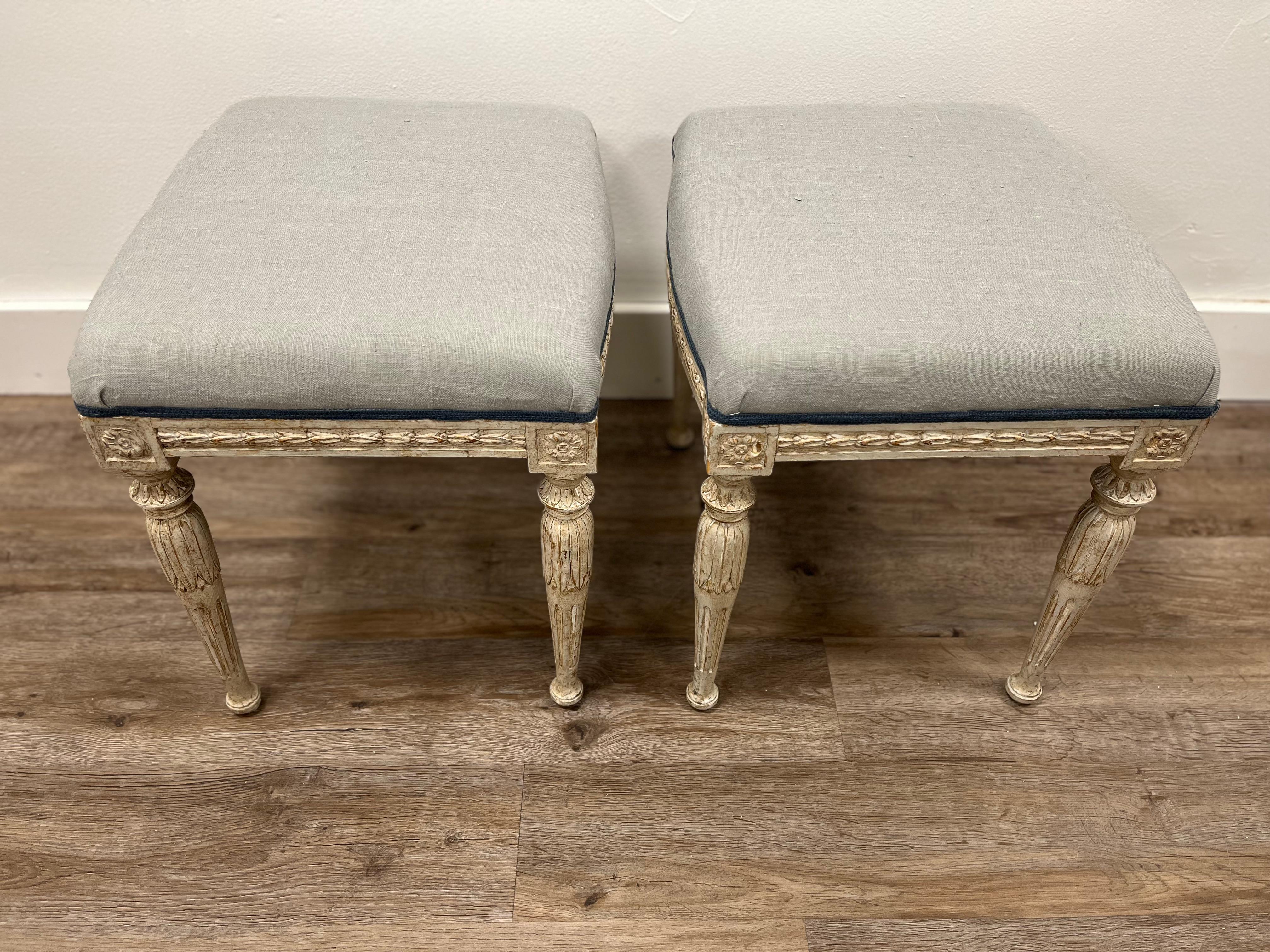 Pair of 19th Century Swedish Late Gustavian Footstools For Sale 1