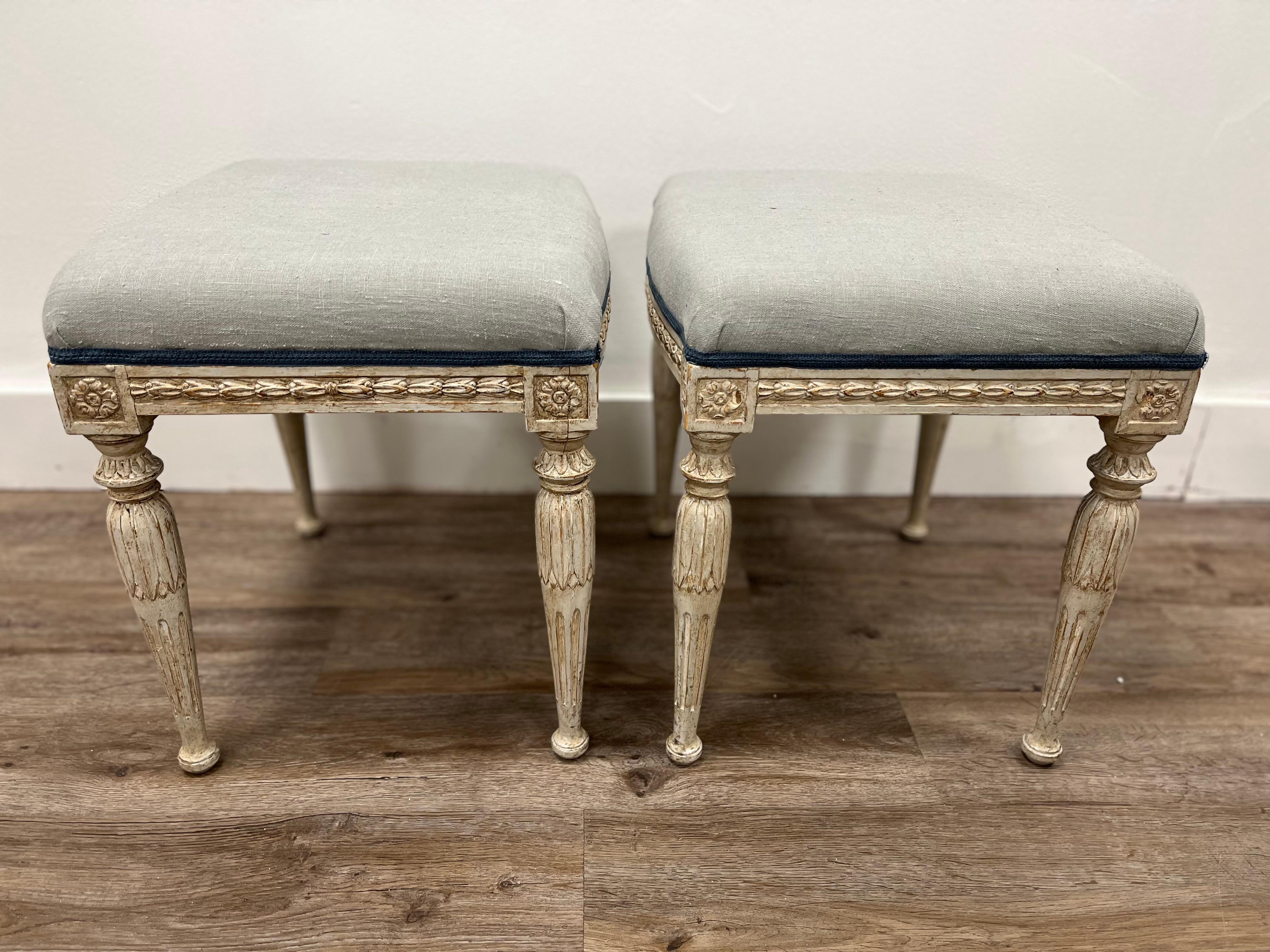Pair of 19th Century Swedish Late Gustavian Footstools For Sale 2
