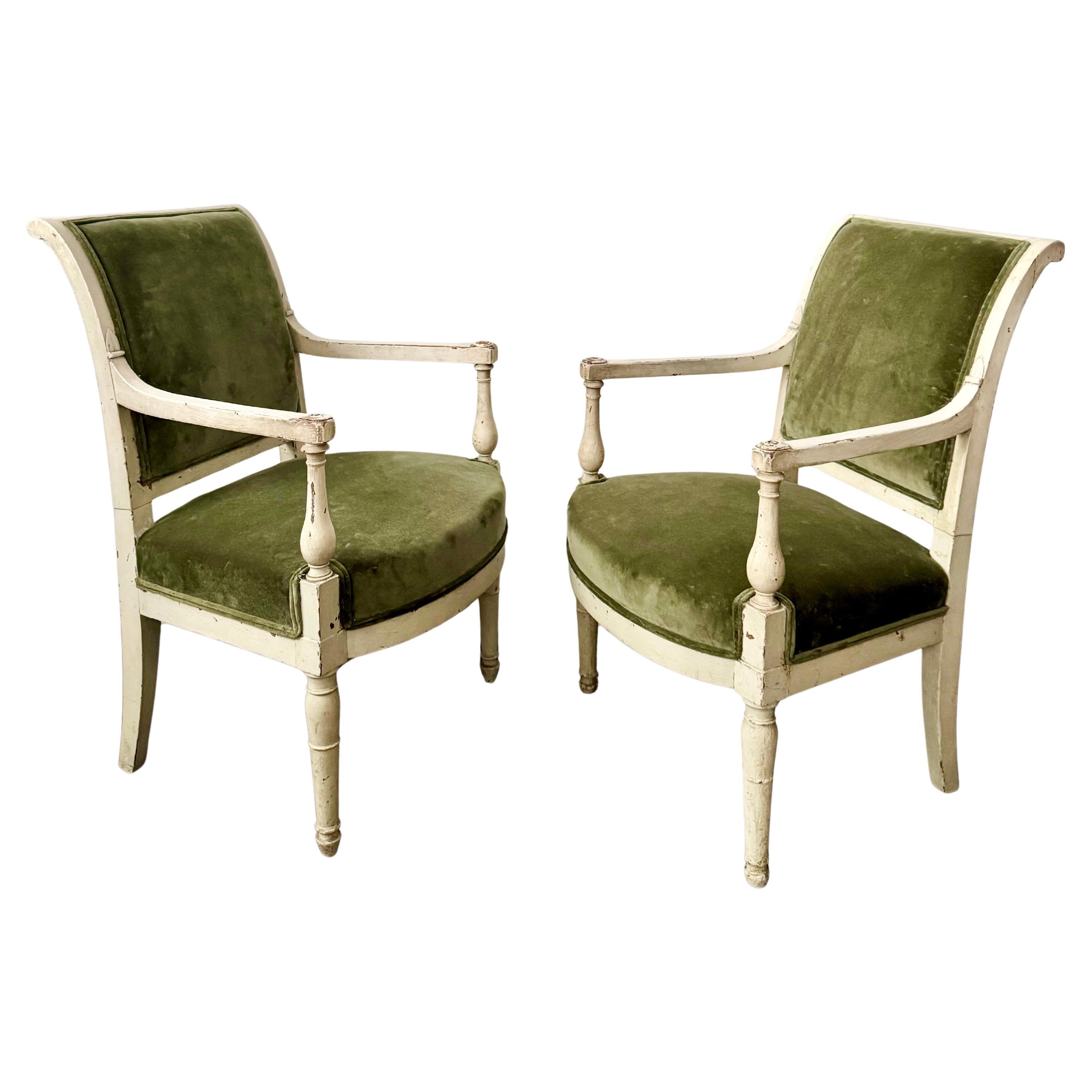 Coppia di poltrone neoclassiche svedesi del XIX secolo