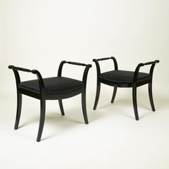 Pair of 19th Century Swedish Neoclassical Ebonized Birch Benches