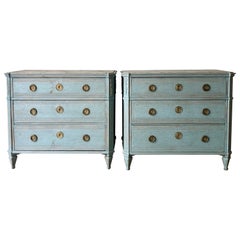 Pair of 19th Century Swedish Painted Chest of Drawers