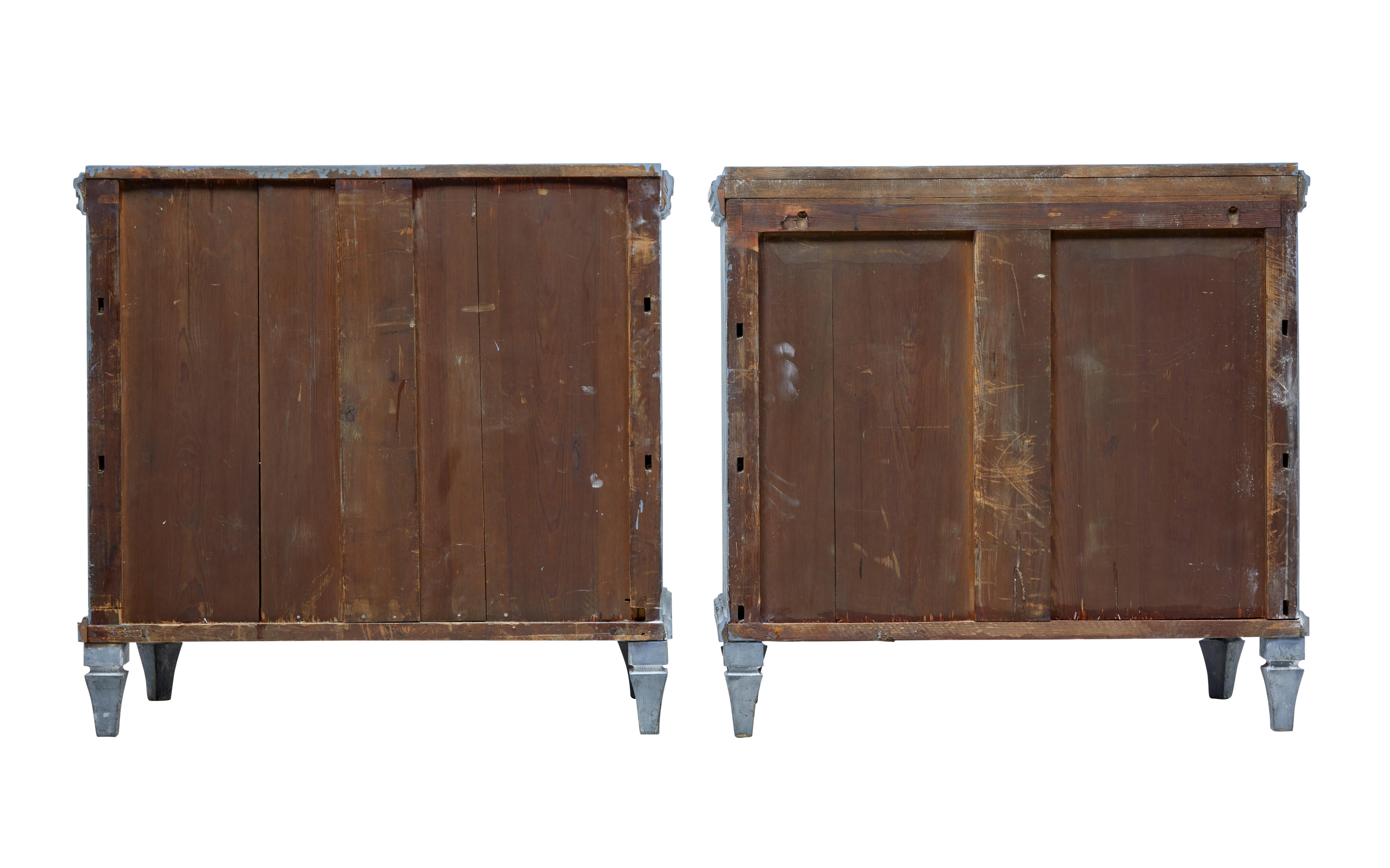Hand-Painted Pair of 19th Century Swedish Painted Commodes