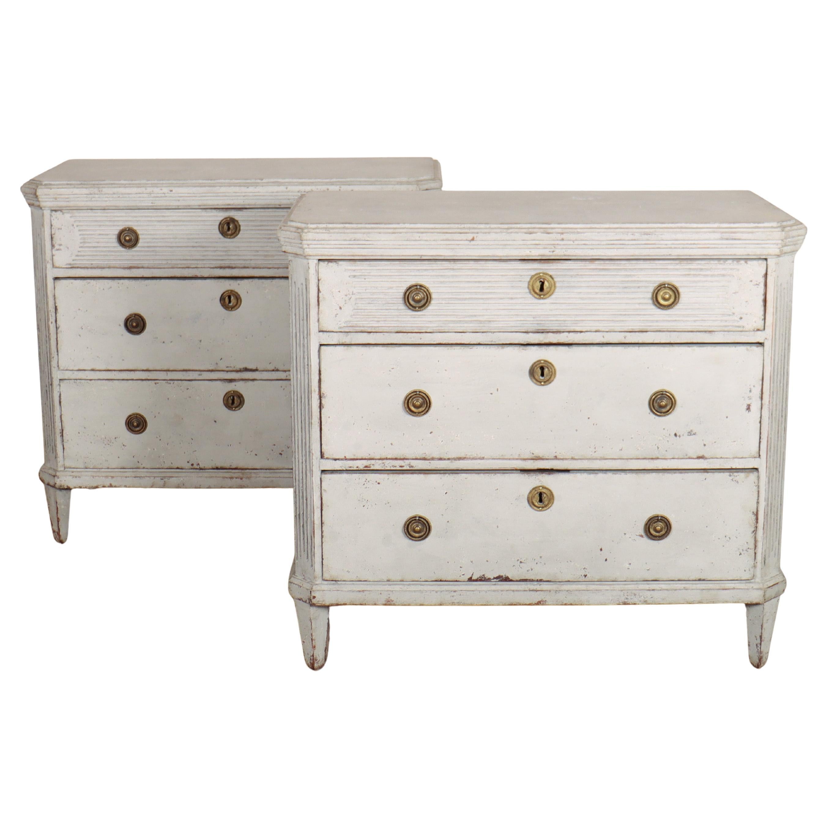 Pair of 19th Century Swedish Painted Commodes For Sale
