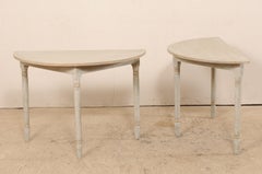 Pair of 19th Century Swedish Painted Demi-Lune Console Tables