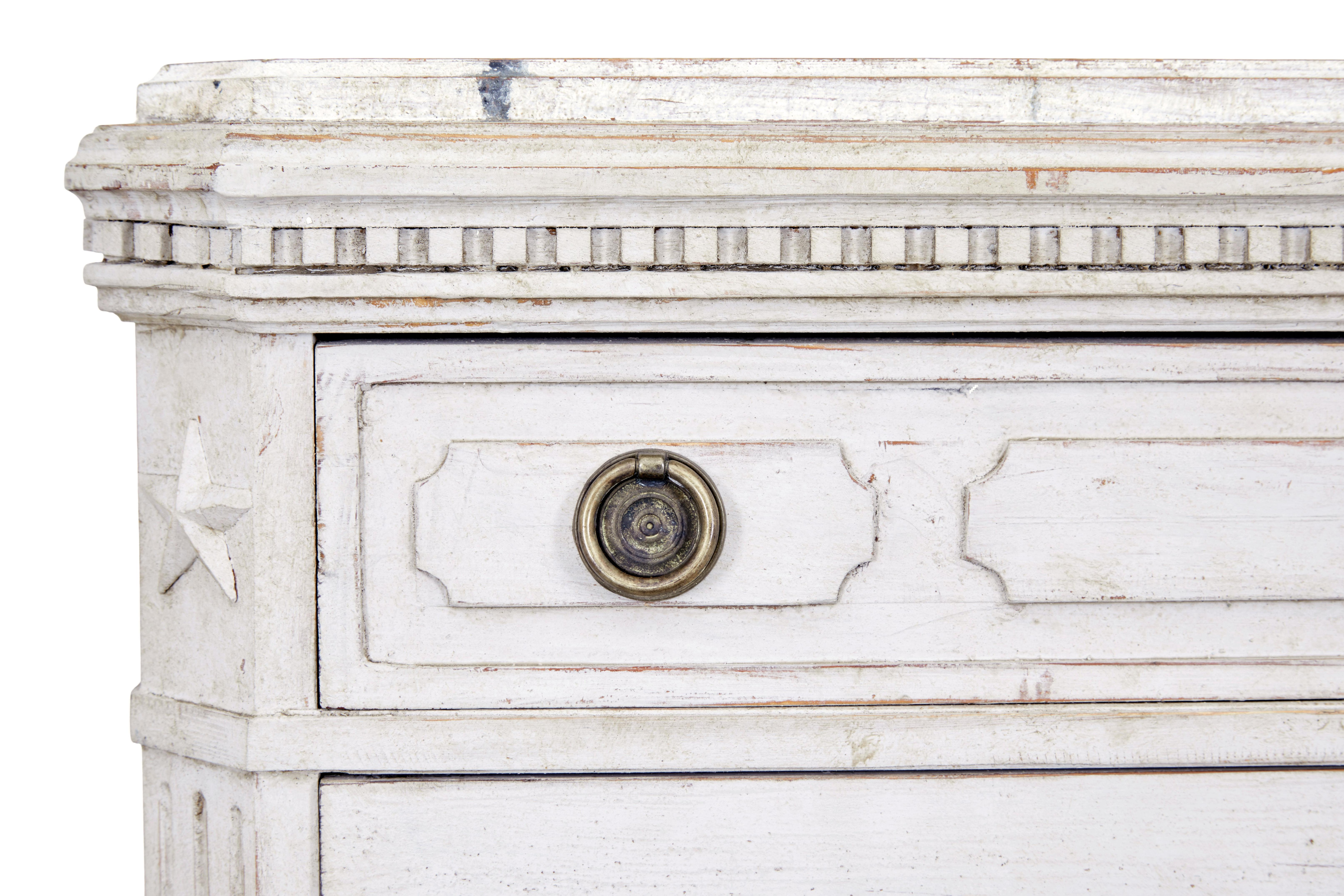 19th Century Pair of 19th century Swedish painted faux marble top chest of drawers For Sale