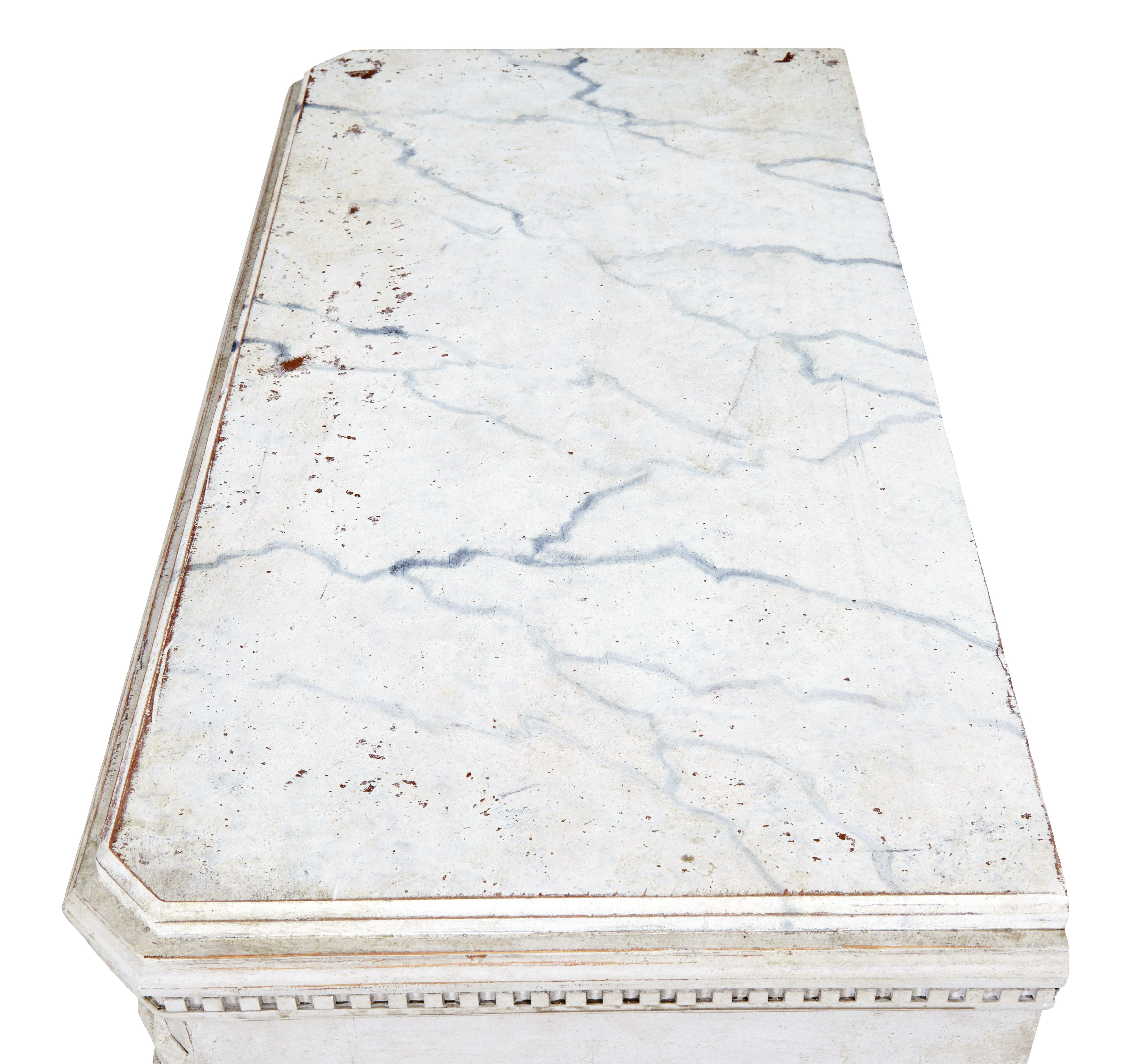 Pair of 19th century Swedish painted faux marble top chest of drawers 1