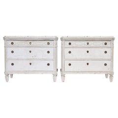 Pair of 19th century Swedish painted faux marble top chest of drawers