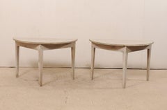 Pair of 19th Century Swedish Painted Wood Demi-lune Tables, circa 1880