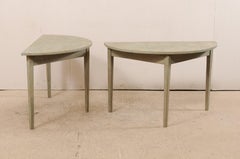 Pair of 19th Century Swedish Painted Wood Demilune Tables, circa 1880