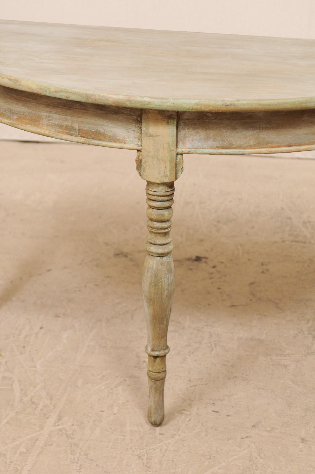 Pair of 19th Century Swedish Painted Wood Demilune Tables 6