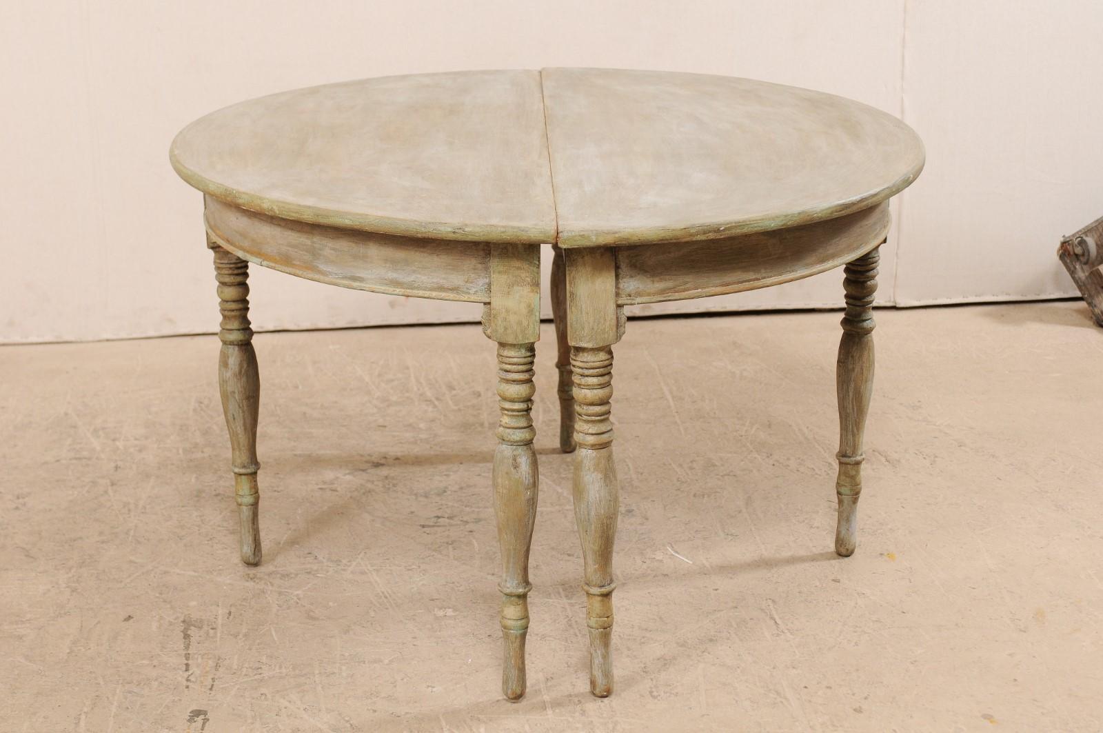 Pair of 19th Century Swedish Painted Wood Demilune Tables 4