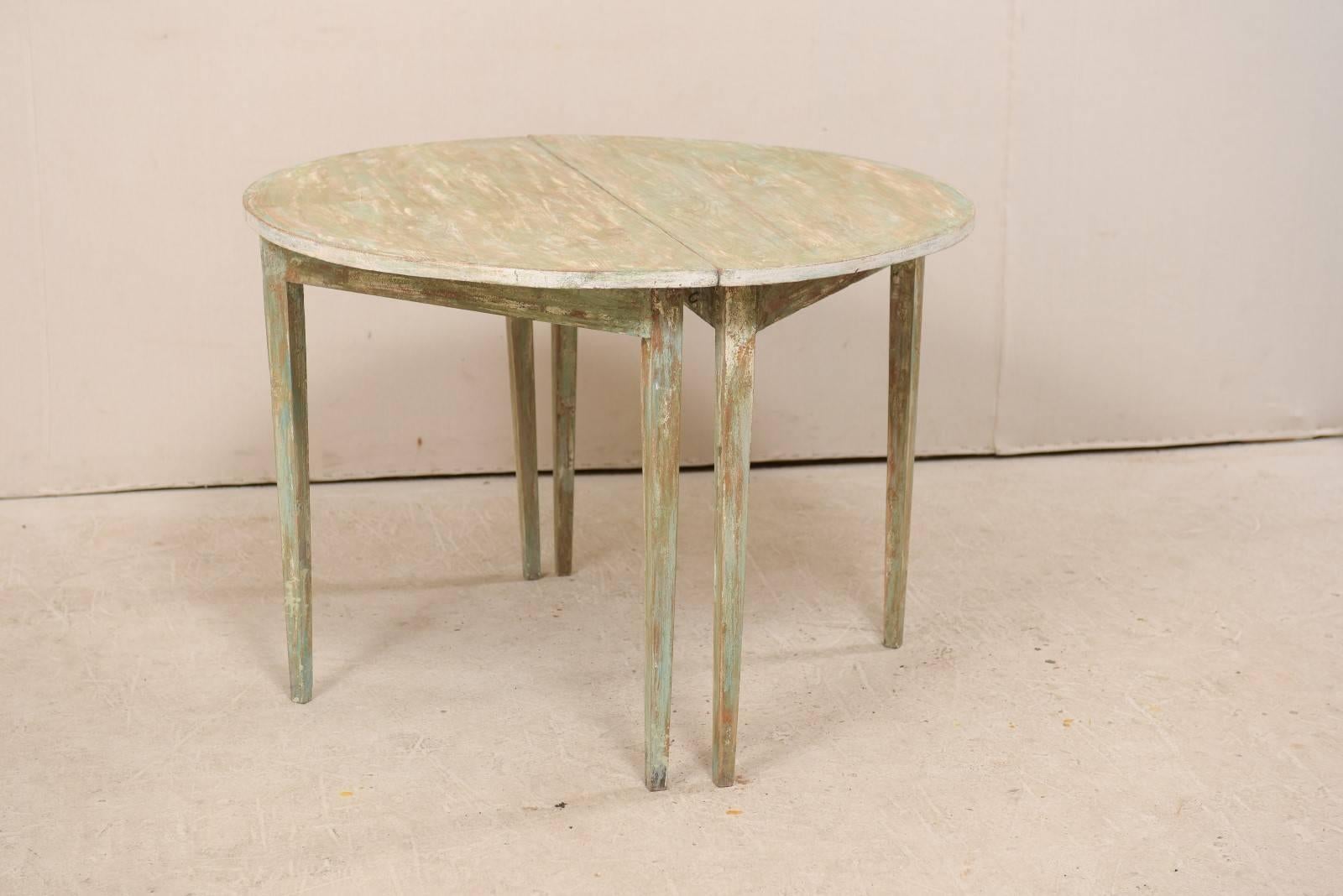 Pair of 19th Century Swedish Painted Wood Demilune Tables 6