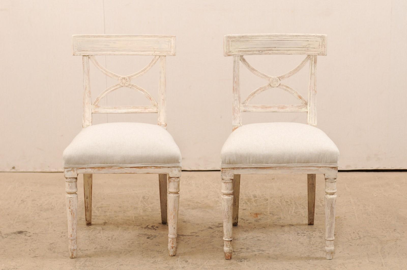 Pair of 19th Century Swedish Period Gustavian Side Chairs w/ Upholstered Seats 4