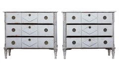 Pair of 19th Century Swedish Pine Painted Chest of Drawers
