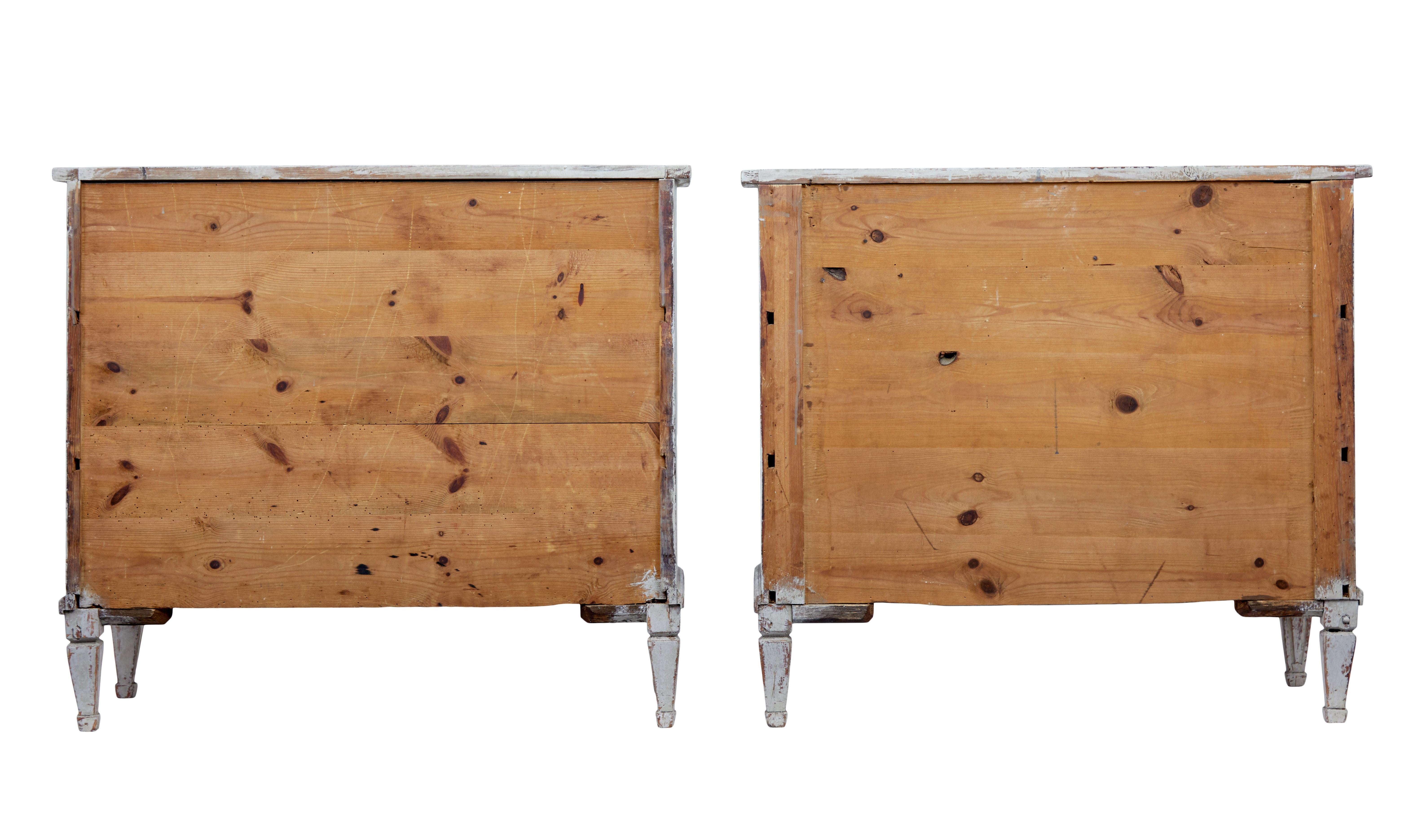 Hand-Painted Pair of 19th Century Swedish Pine Painted Chest of Drawers