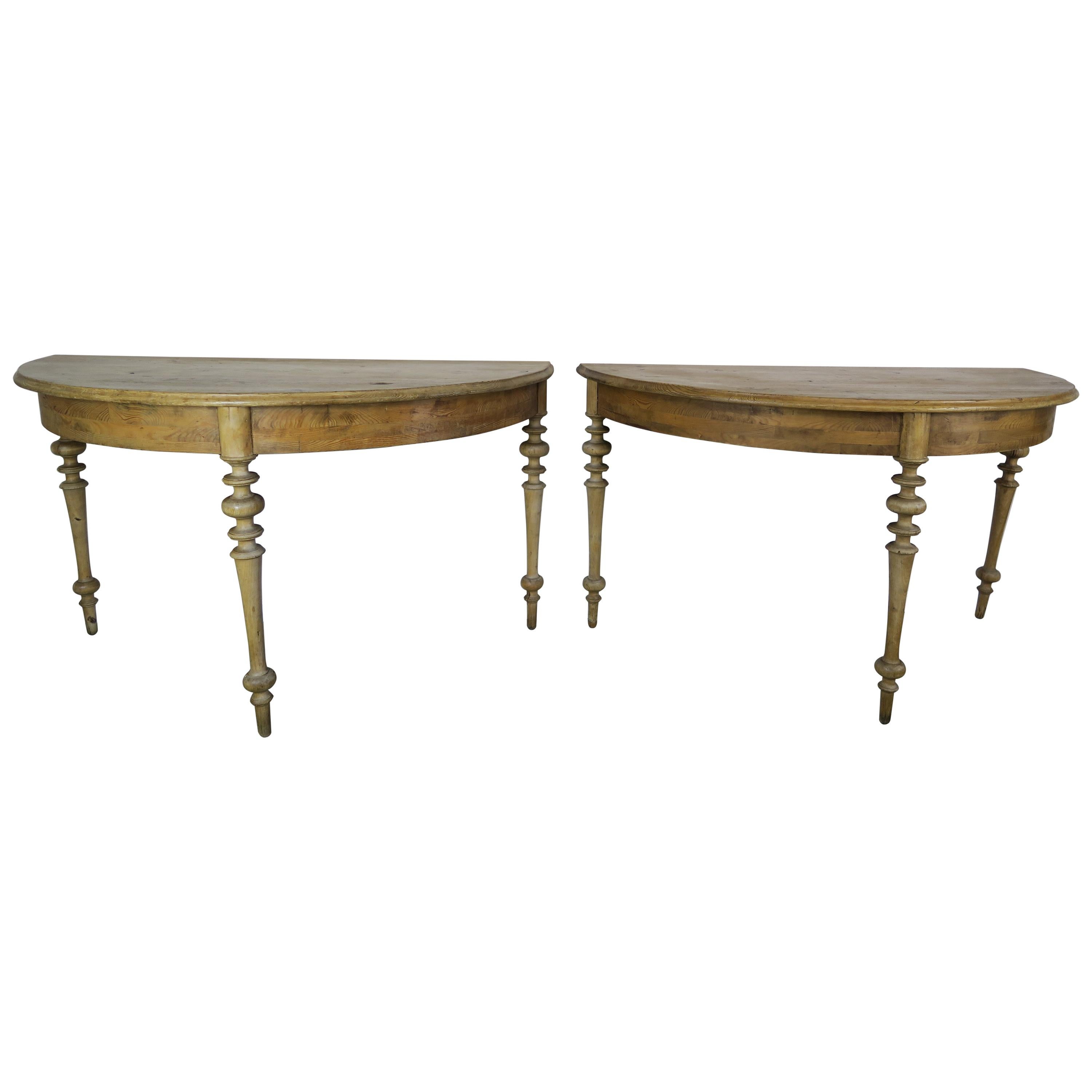 Pair of 19th Century Swedish Pine Wood Consoles