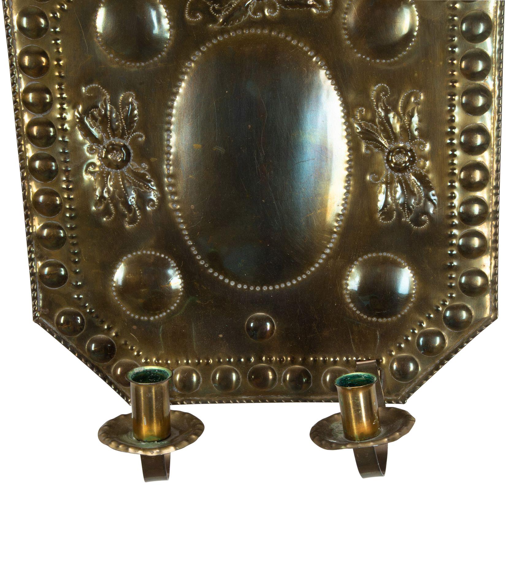 Pair of 19th Century Swedish Pressed Brass Wall Lights For Sale 2
