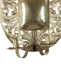 Coppia di lampade da parete in ottone pressato svedesi del XIX secolo