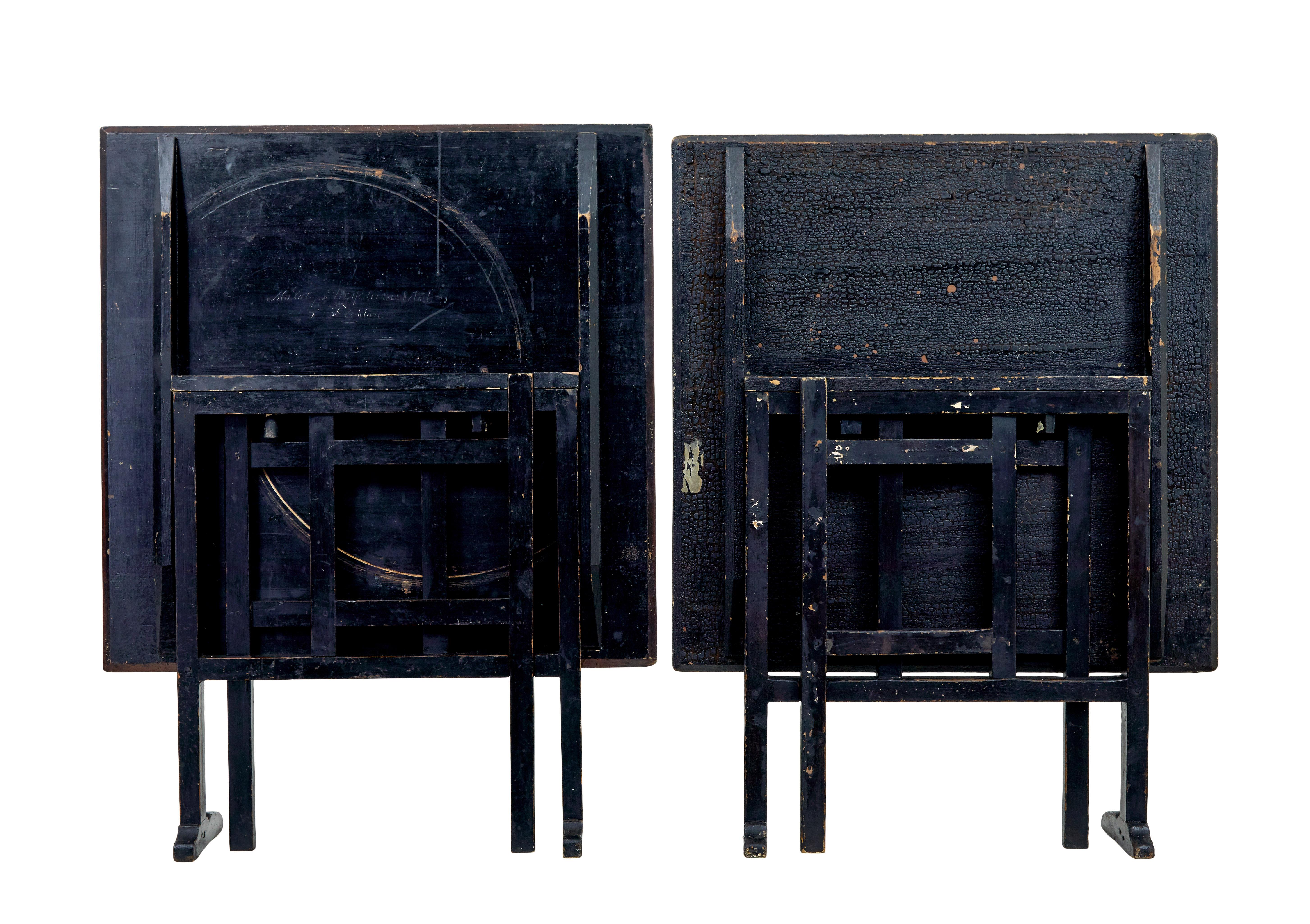 Pair of 19th century Swedish ragwork painted folding tables In Good Condition For Sale In Debenham, Suffolk