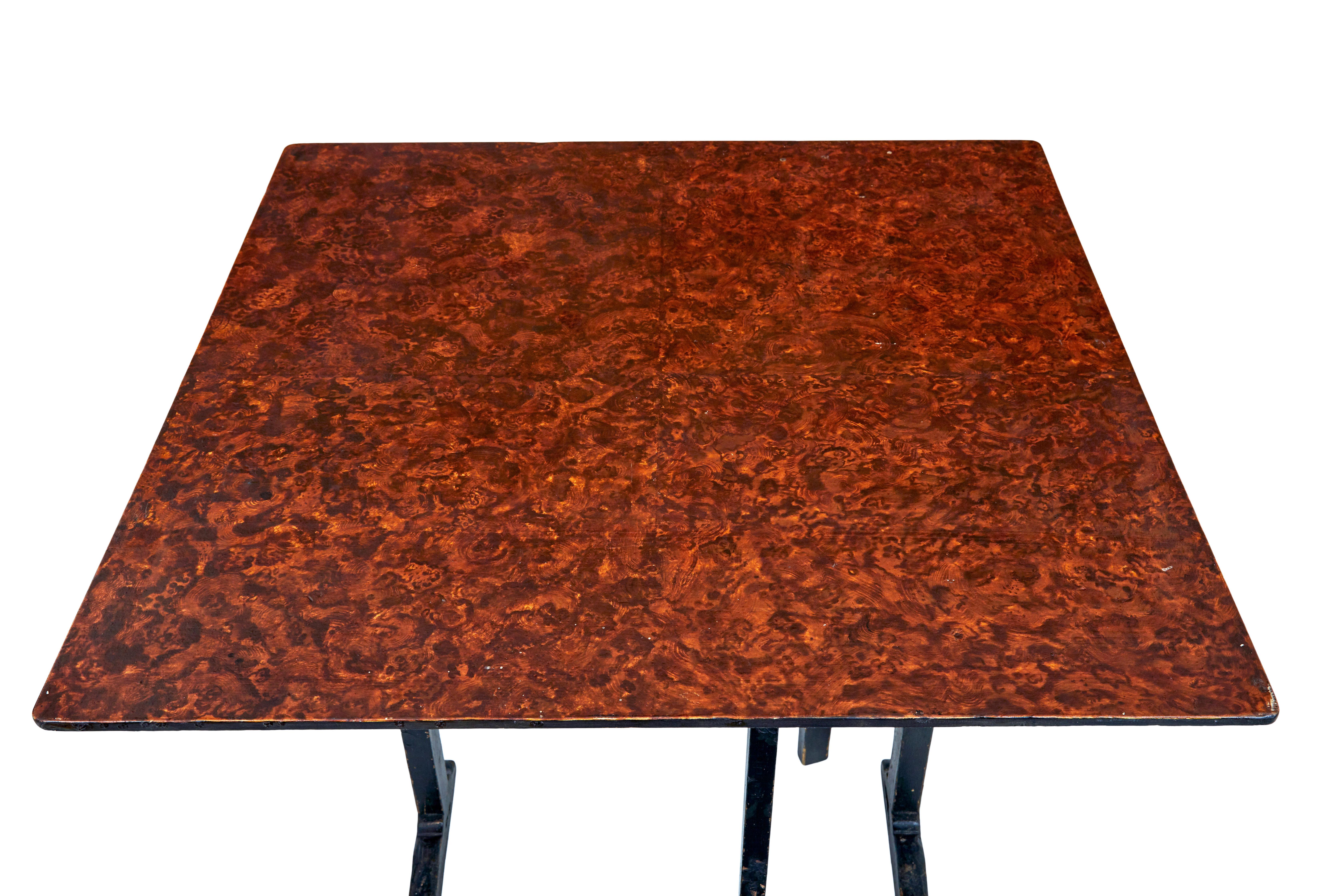 Pair of 19th century Swedish ragwork painted folding tables For Sale 1