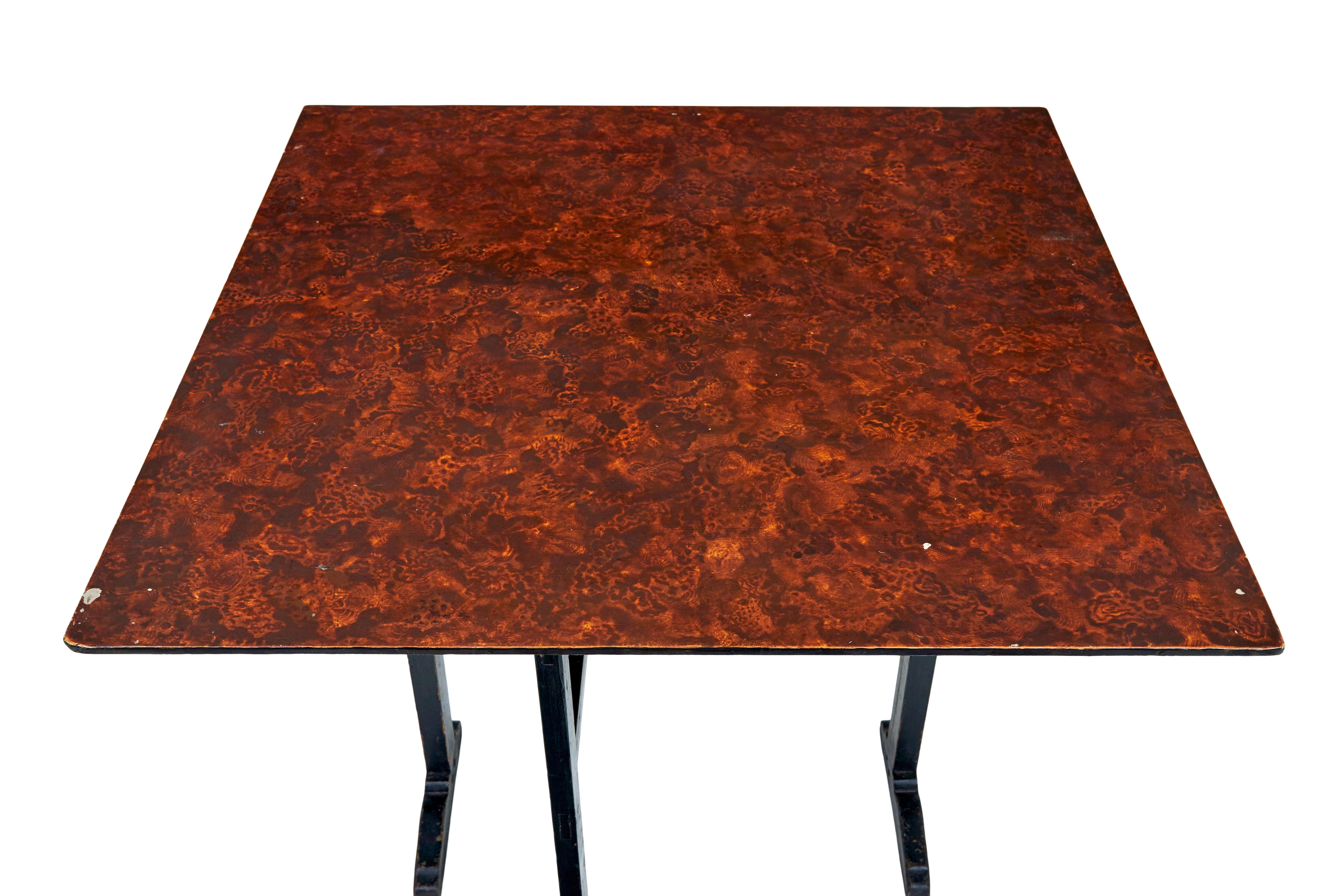 Pair of 19th century Swedish ragwork painted folding tables For Sale 2
