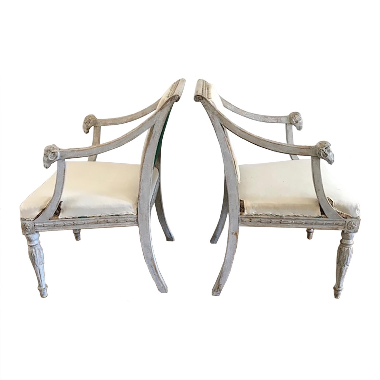 Pair of 19th Century Swedish Ram Head Chairs (Schwedisch)