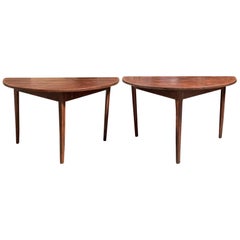 Pair of 19th Century Swedish Red Painted Demilune Consoles