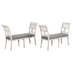 Antique Pair of 19th Century Swedish Stamped Window Benches