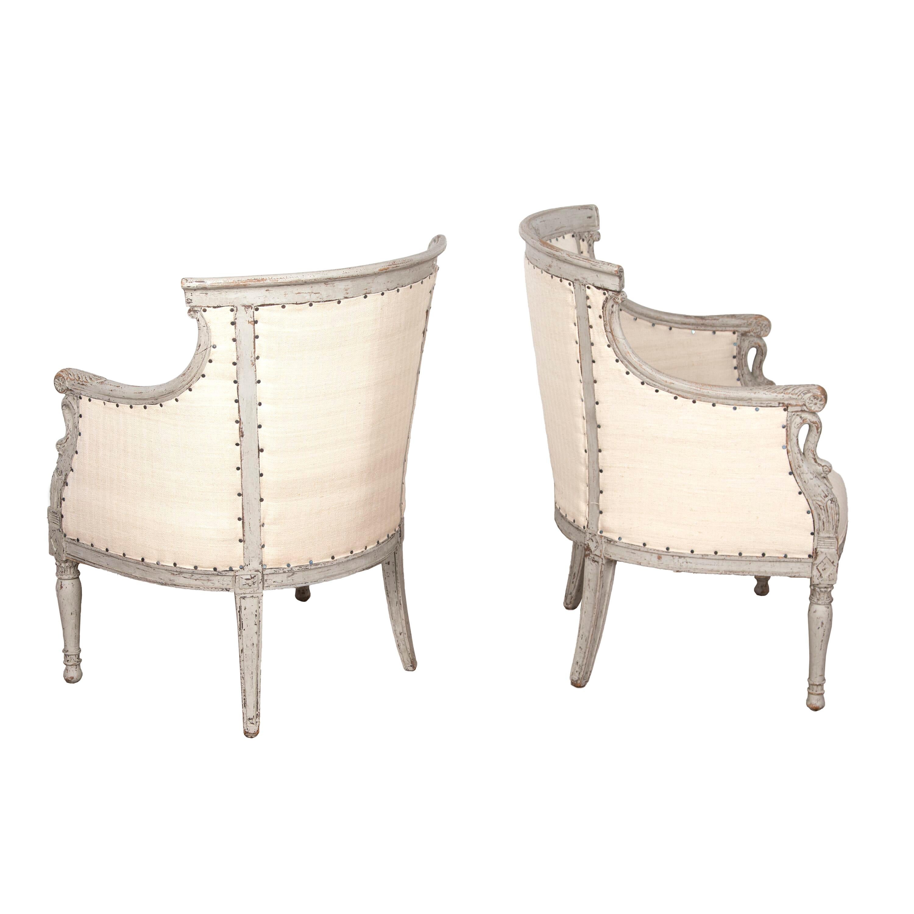 Pair of 19th Century Swedish Swan Chairs 1
