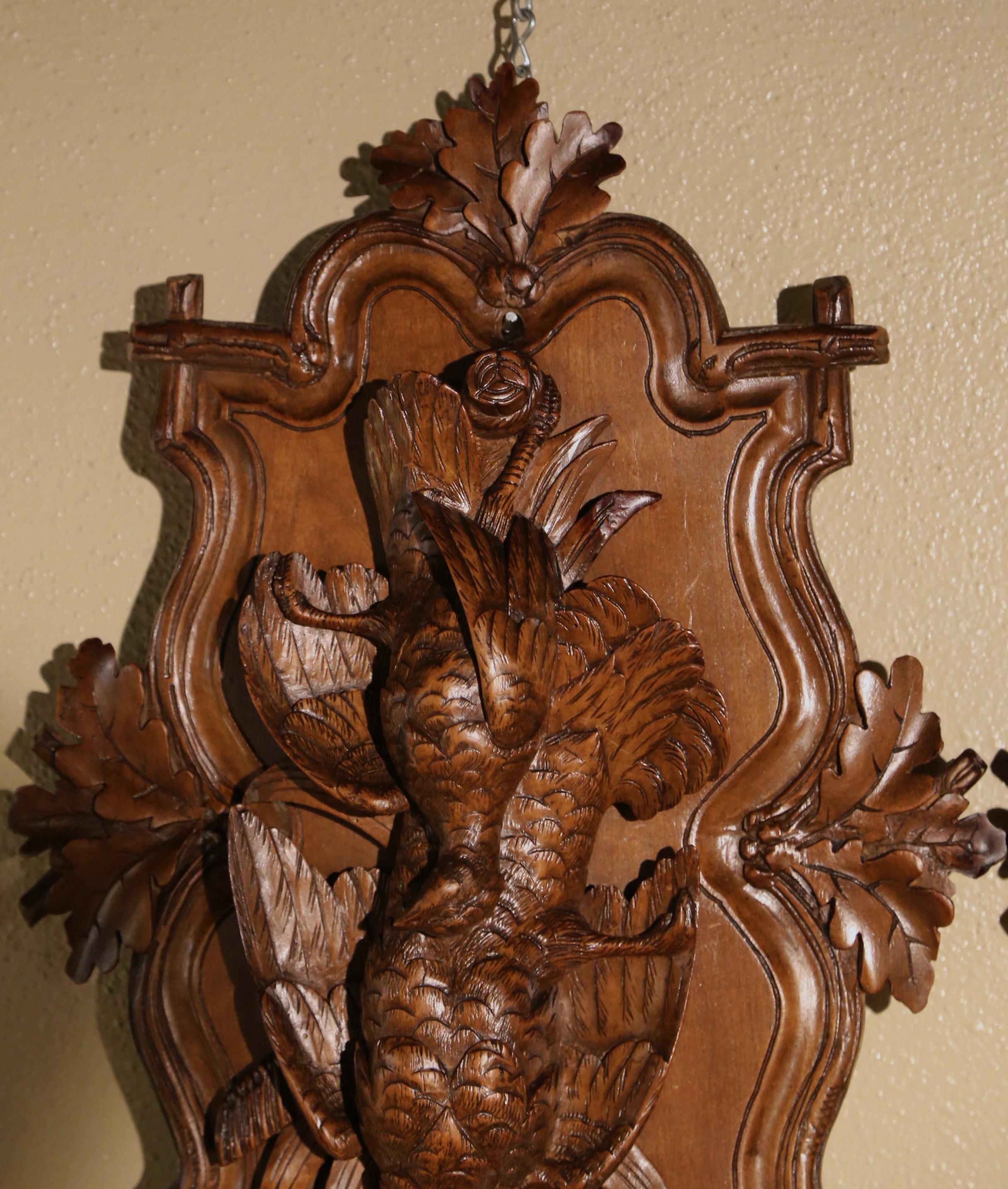 Pair of 19th Century Swiss Black Forest Carved Walnut Hunt Trophies Sculptures For Sale 3