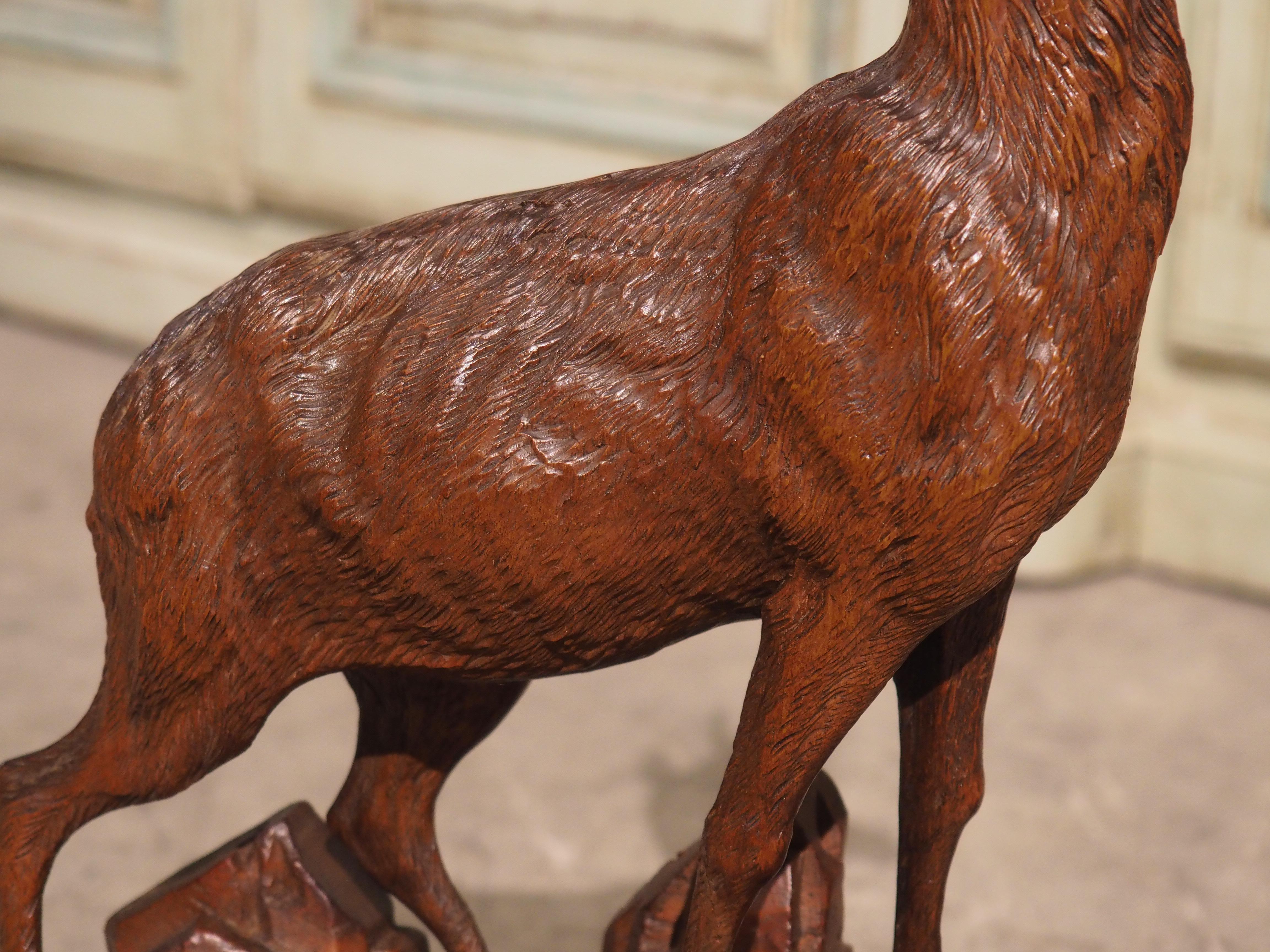 Pair of 19th Century Swiss Black Forest Ibexes in Carved Lindenwood 1