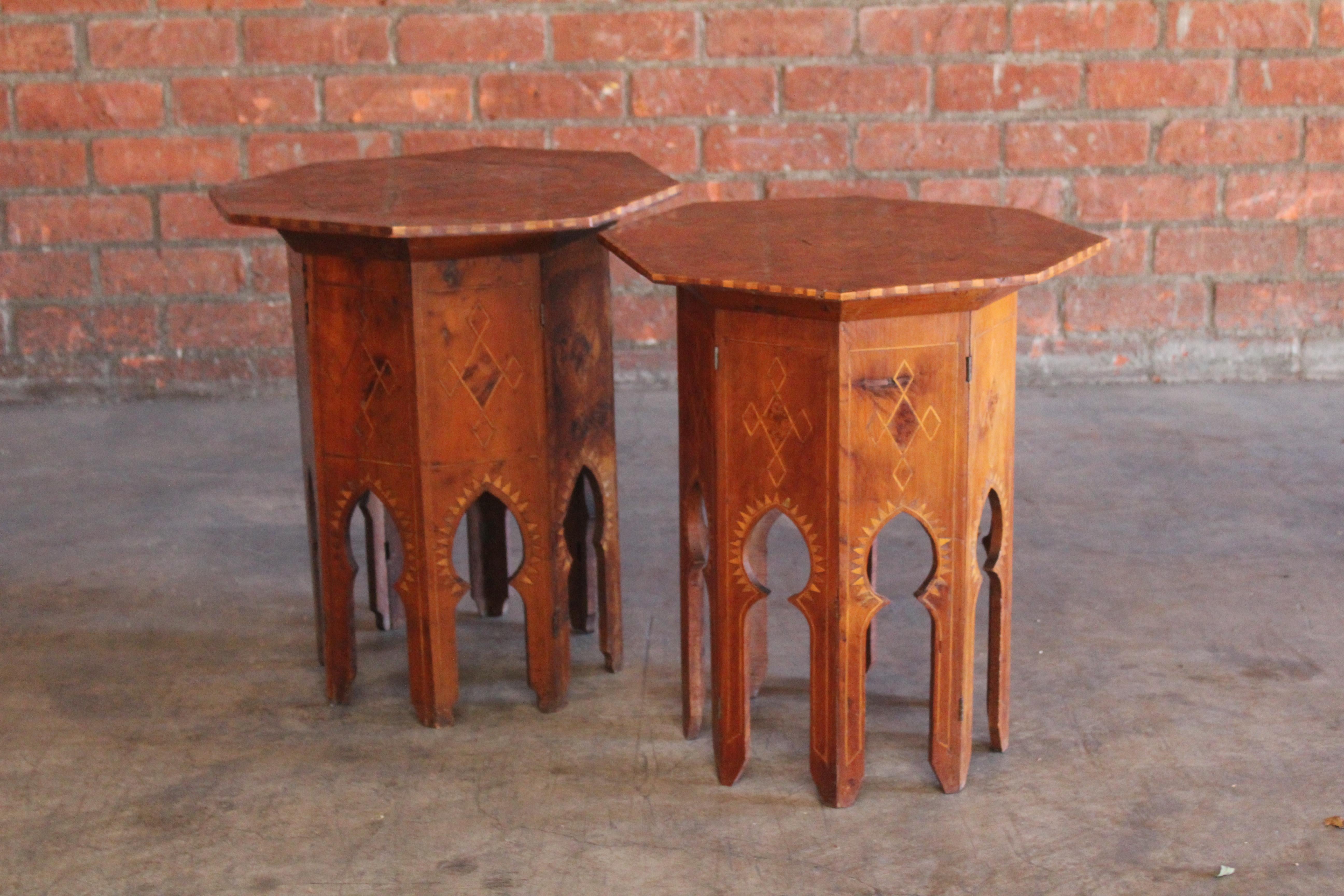 Moorish Pair of 19th Century Syrian Inlaid Side Tables