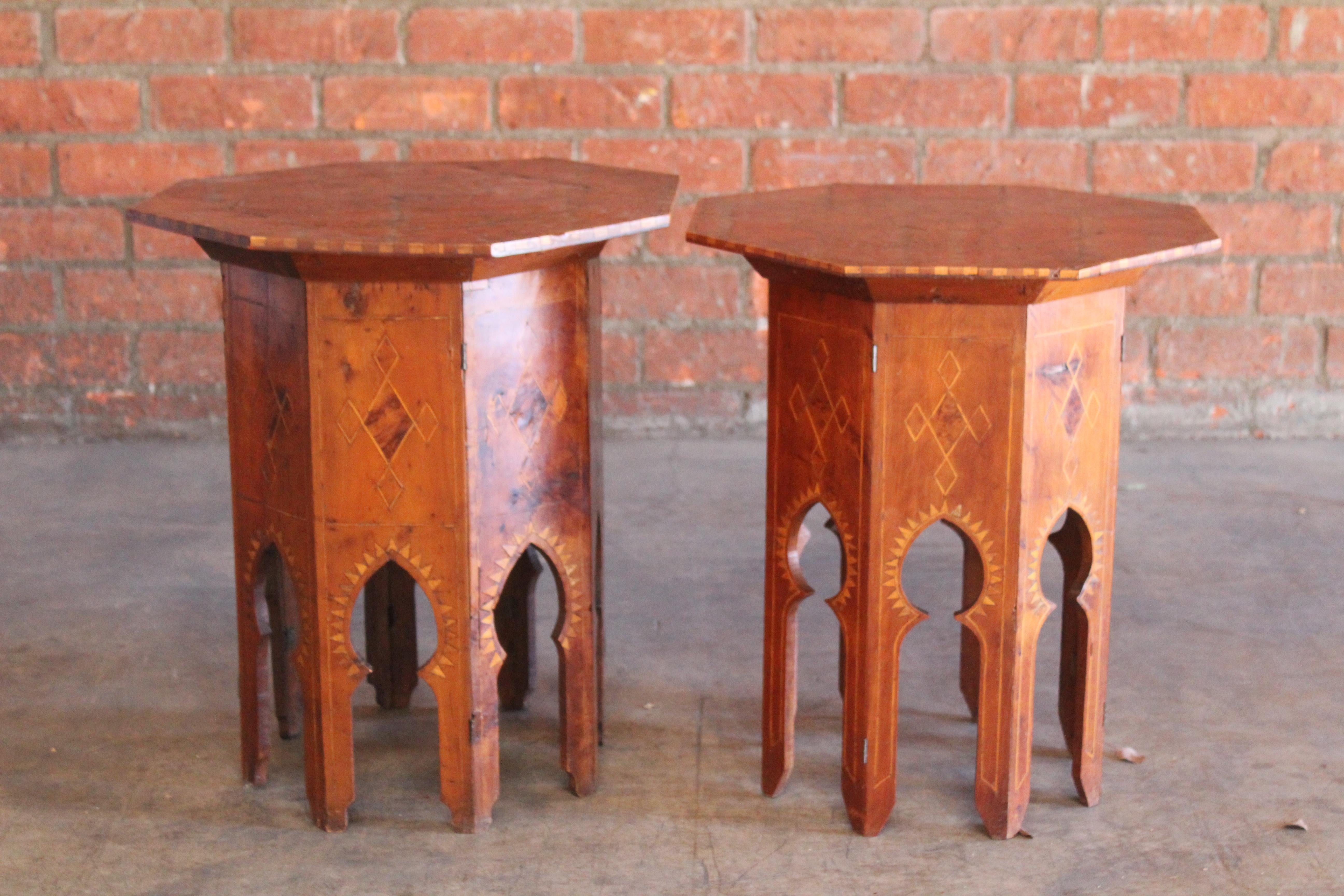 Inlay Pair of 19th Century Syrian Inlaid Side Tables