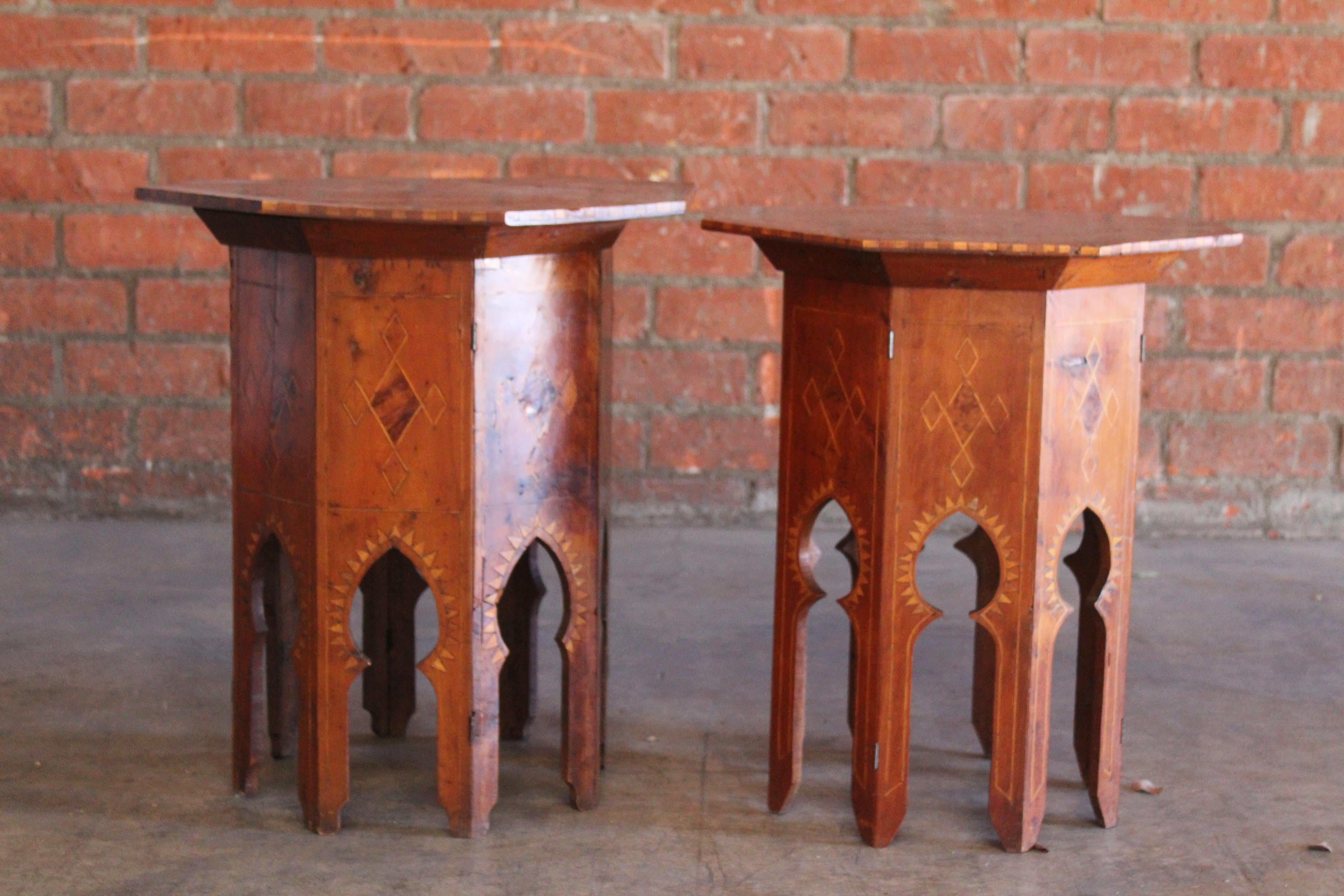 Pair of 19th Century Syrian Inlaid Side Tables In Good Condition In Los Angeles, CA