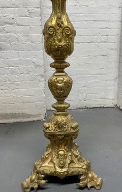 Pair of 19th Century Tall Brass Italian Pricket Sticks