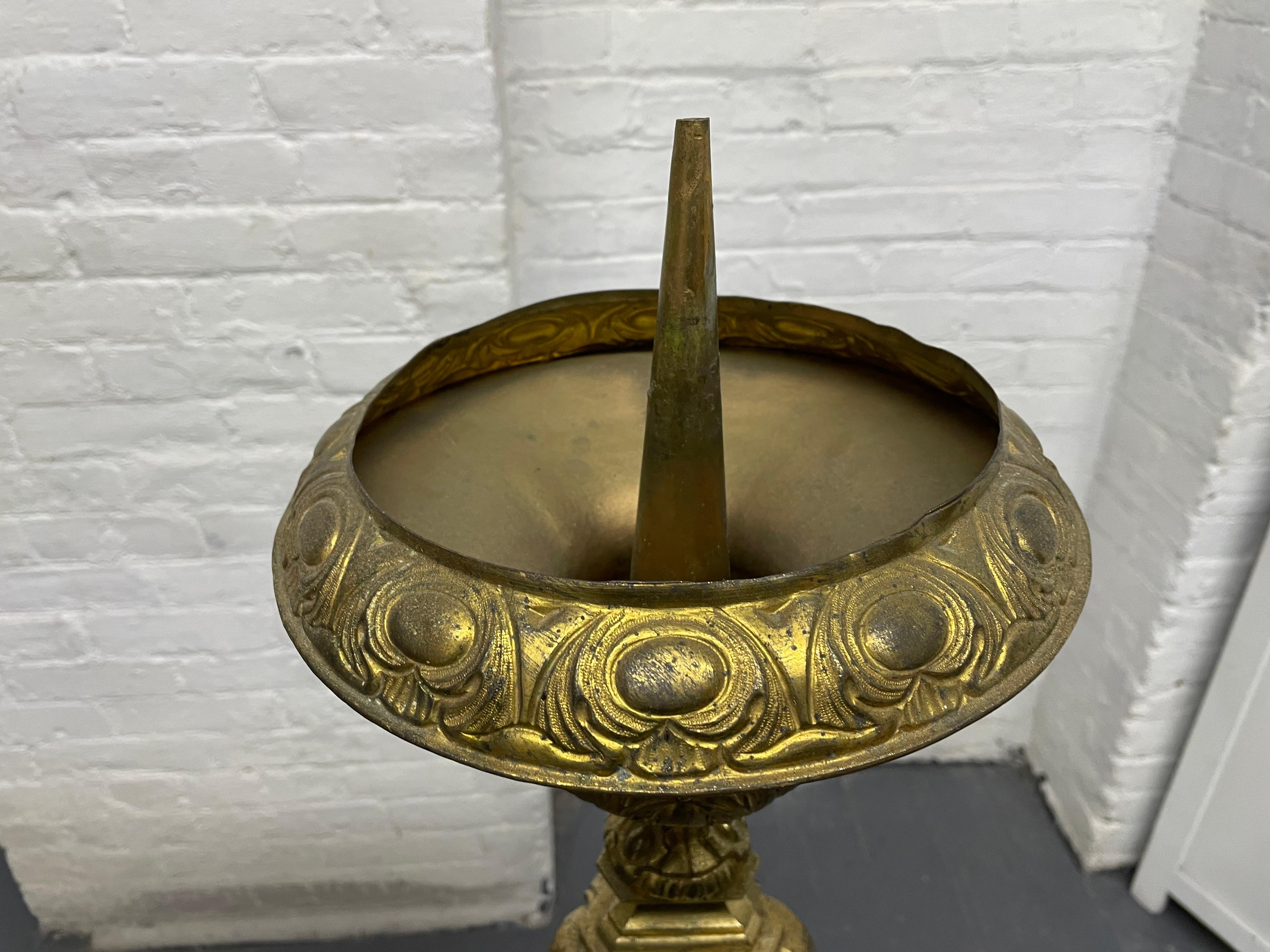 Pair of 19th Century Tall Brass Italian Pricket Sticks In Good Condition For Sale In New York, NY